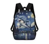 sinyumoney Sac À Dos Imprimé En 3D Pour Enfants Shark in Starry Night Sac À Dos Scolaire Grande Capacité Pour Les Voyages, Idéal Pour Les Garçons Du Primaire Et Du Collège 17inch