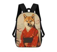 sinyumoney Sac À Dos Imprimé En 3D Pour Enfants Shiba Inu Kimono Pixel Art Sac À Dos Scolaire Grande Capacité Pour Les Voyages, Idéal Pour Les Garçons Du Primaire Et Du Collège 17inch