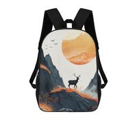 sinyumoney Sac À Dos Imprimé En 3D Pour Enfants Silhouette Stag in Sunrise Sac À Dos Scolaire Grande Capacité Pour Les Voyages, Idéal Pour Les Garçons Du Primaire Et Du Collège 17inch