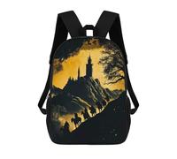 sinyumoney Sac À Dos Imprimé En 3D Pour Enfants Silhouetted Riders Approaching Castle Sacs À Dos De Jour, Cartable, Sac À Dos Tendance, Sacs À Dos Décontractés Pour Écoliers Et Écolières 17inch