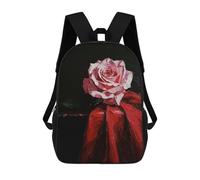 sinyumoney Sac À Dos Imprimé En 3D Pour Enfants Single Pink Rose on Red Fabric, Sac À Dos Tendance Pour L'école, Les Voyages Et Les Loisirs, Grand Sac À Dos Pour Garçons Et Filles 17inch