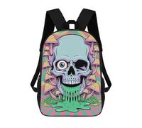 sinyumoney Sac À Dos Imprimé En 3D Pour Enfants Skull with Mushrooms Trippy Art Sac D'école Léger Et Tendance Pour Les Voyages Et Les Études 17inch