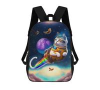 sinyumoney Sac À Dos Imprimé En 3D Pour Enfants Space Cat with Rainbow Tail Sac D'école Léger Et Tendance Pour Les Voyages Et Les Études 17inch