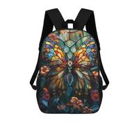 sinyumoney Sac À Dos Imprimé En 3D Pour Enfants Stained Glass Butterfly Sac D'école Léger Et Tendance Pour Les Voyages Et Les Études 17inch