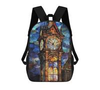 sinyumoney Sac À Dos Imprimé En 3D Pour Enfants Stained Glass Clock Tower-2, Sac À Dos Tendance Pour L'école, Les Voyages Et Les Loisirs 17inch, Grand Sac À Dos De Jour Pour Garçons Et Filles