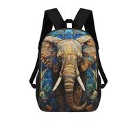 sinyumoney Sac À Dos Imprimé En 3D Pour Enfants Stained Glass Elephant Art Sac À Dos Scolaire Grande Capacité Pour Les Voyages, Idéal Pour Les Garçons Du Primaire Et Du Collège 17inch