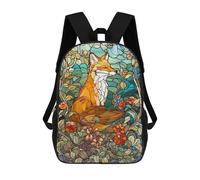 sinyumoney Sac À Dos Imprimé En 3D Pour Enfants Stained Glass Fox Sac À Dos Scolaire Grande Capacité Pour Les Voyages, Idéal Pour Les Garçons Du Primaire Et Du Collège 17inch