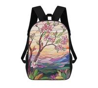 sinyumoney Sac À Dos Imprimé En 3D Pour Enfants Stained Glass Sunset Landscape Sac À Dos Scolaire Grande Capacité Pour Les Voyages, Idéal Pour Les Garçons Du Primaire Et Du Collège 17inch