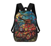 sinyumoney Sac À Dos Imprimé En 3D Pour Enfants Stained Glass Tank Artwork-2, Sac À Dos Tendance Pour L'école, Les Voyages Et Les Loisirs 17inch, Grand Sac À Dos De Jour Pour Garçons Et Filles