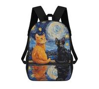 sinyumoney Sac À Dos Imprimé En 3D Pour Enfants Starry Night Cats Reflection -4, Sac À Dos Tendance Pour L'école, Les Voyages Et Les Loisirs 17inch, Grand Sac À Dos De Jour Pour Garçons Et Filles