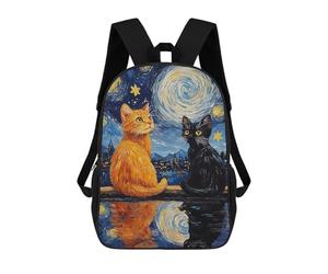 sinyumoney Sac À Dos Imprimé En 3D Pour Enfants Starry Night Cats Reflection -4, Sac À Dos Tendance Pour L'école, Les Voyages Et Les Loisirs 17inch, Grand Sac À Dos De Jour Pour Garçons Et Filles