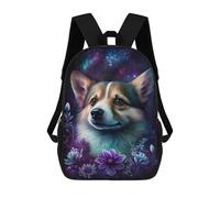 sinyumoney Sac À Dos Imprimé En 3D Pour Enfants Starry Night Corgi with Flowers, Sac À Dos Tendance Pour L'école, Les Voyages Et Les Loisirs 17inch, Grand Sac À Dos De Jour Pour Garçons Et Filles