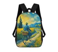 sinyumoney Sac À Dos Imprimé En 3D Pour Enfants Starry Night Cyclist, Sac À Dos Tendance Pour L'école, Les Voyages Et Les Loisirs, Grand Sac À Dos Pour Garçons Et Filles 17inch