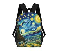 sinyumoney Sac À Dos Imprimé En 3D Pour Enfants Starry Night Inspired Landscape Sac D'école Léger Et Tendance Pour Les Voyages Et Les Études 17inch