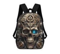sinyumoney Sac À Dos Imprimé En 3D Pour Enfants Steampunk Gear Head Skull Sacs À Dos De Jour, Cartable, Sac À Dos Tendance, Sacs À Dos Décontractés Pour Écoliers Et Écolières 17inch
