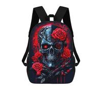sinyumoney Sac À Dos Imprimé En 3D Pour Enfants Steampunk Skull with Roses, Sac À Dos Tendance Pour L'école, Les Voyages Et Les Loisirs, Grand Sac À Dos Pour Garçons Et Filles 17inch