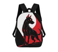 sinyumoney Sac À Dos Imprimé En 3D Pour Enfants Stylized Black Dog with Red Accents Sac D'école Léger Et Tendance Pour Les Voyages Et Les Études 17inch