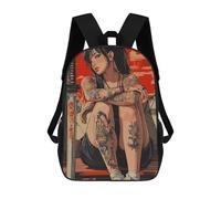 sinyumoney Sac À Dos Imprimé En 3D Pour Enfants Tattooed Woman with Katana Sac D'école Léger Et Tendance Pour Les Voyages Et Les Études 17inch
