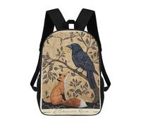 sinyumoney Sac À Dos Imprimé En 3D Pour Enfants The Crow And The Fox Animal Fables, Sac À Dos Tendance Pour L'école, Les Voyages Et Les Loisirs 17inch, Grand Sac À Dos De Jour Pour Garçons Et Filles