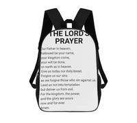 sinyumoney Sac À Dos Imprimé En 3D Pour Enfants THE LORDS PRAYER WHITE Sac À Dos Scolaire Grande Capacité Pour Les Voyages, Idéal Pour Les Garçons Du Primaire Et Du Collège 17inch