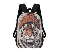 sinyumoney Sac À Dos Imprimé En 3D Pour Enfants Tiger in Beanie, Sac À Dos Tendance Pour L'école, Les Voyages Et Les Loisirs, Grand Sac À Dos Pour Garçons Et Filles 17inch