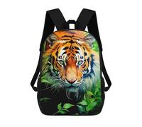 sinyumoney Sac À Dos Imprimé En 3D Pour Enfants Tiger Portrait in Jungle Foliage Sac D'école Léger Et Tendance Pour Les Voyages Et Les Études 17inch
