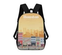 sinyumoney Sac À Dos Imprimé En 3D Pour Enfants Travel to Houston Sac À Dos Scolaire Grande Capacité Pour Les Voyages, Idéal Pour Les Garçons Du Primaire Et Du Collège 17inch