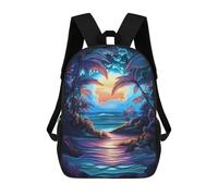 sinyumoney Sac À Dos Imprimé En 3D Pour Enfants Tropical Sunset Beach Sac À Dos Scolaire Pour Garçons Et Filles, Sac D'école Primaire, Sac À Livres Pour Adolescents 17inch