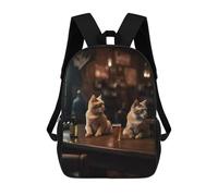 sinyumoney Sac À Dos Imprimé En 3D Pour Enfants Two Cats Bar Beer Drinking Sac À Dos Scolaire Pour Garçons Et Filles, Sac D'école Primaire, Sac À Livres Pour Adolescents 17inch