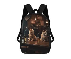 sinyumoney Sac À Dos Imprimé En 3D Pour Enfants Two Cats Bar Beer Drinking Sac À Dos Scolaire Pour Garçons Et Filles, Sac D'école Primaire, Sac À Livres Pour Adolescents 17inch