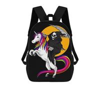 sinyumoney Sac À Dos Imprimé En 3D Pour Enfants Unicorn Riding Grim Reaper Sac À Dos Scolaire Grande Capacité Pour Les Voyages, Idéal Pour Les Garçons Du Primaire Et Du Collège 17inch