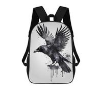 sinyumoney Sac À Dos Imprimé En 3D Pour Enfants Watercolor Raven with Spread Wings Sac À Dos Scolaire Grande Capacité Pour Les Voyages, Idéal Pour Les Garçons Du Primaire Et Du Collège 17inch