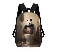 sinyumoney Sac À Dos Imprimé En 3D Pour Enfants Wet Panda in Toilet Sac À Dos Scolaire Grande Capacité Pour Les Voyages, Idéal Pour Les Garçons Du Primaire Et Du Collège 17inch