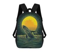 sinyumoney Sac À Dos Imprimé En 3D Pour Enfants Whale Leaping Sunset Sac D'école Léger Et Tendance Pour Les Voyages Et Les Études 17inch