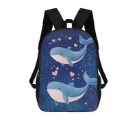 sinyumoney Sac À Dos Imprimé En 3D Pour Enfants Whale Love Starry Night Sac À Dos Scolaire Grande Capacité Pour Les Voyages, Idéal Pour Les Garçons Du Primaire Et Du Collège 17inch