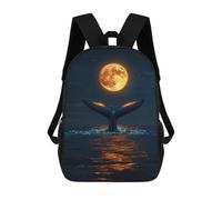 sinyumoney Sac À Dos Imprimé En 3D Pour Enfants Whale Tail Under Full Moon, Sac À Dos Tendance Pour L'école, Les Voyages Et Les Loisirs, Grand Sac À Dos Pour Garçons Et Filles 17inch