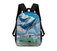 sinyumoney Sac À Dos Imprimé En 3D Pour Enfants Whales Over Van Sac D'école Léger Et Tendance Pour Les Voyages Et Les Études 17inch