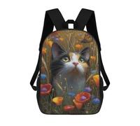 sinyumoney Sac À Dos Imprimé En 3D Pour Enfants Whimsical Cat in Flowers, Sac À Dos Tendance Pour L'école, Les Voyages Et Les Loisirs 17inch, Grand Sac À Dos De Jour Pour Garçons Et Filles