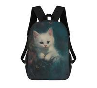 sinyumoney Sac À Dos Imprimé En 3D Pour Enfants White Kitten Portrait Sac À Dos Scolaire Pour Garçons Et Filles, Sac D'école Primaire, Sac À Livres Pour Adolescents 17inch