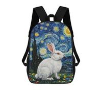 sinyumoney Sac À Dos Imprimé En 3D Pour Enfants White Rabbit in Starry Night Style Sac À Dos Scolaire Grande Capacité Pour Les Voyages, Idéal Pour Les Garçons Du Primaire Et Du Collège 17inch