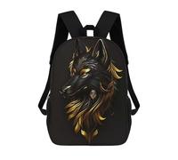 sinyumoney Sac À Dos Imprimé En 3D Pour Enfants Wolf Black Gold, Sac À Dos Tendance Pour L'école, Les Voyages Et Les Loisirs, Grand Sac À Dos Pour Garçons Et Filles 17inch