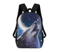 sinyumoney Sac À Dos Imprimé En 3D Pour Enfants Wolf Howling at Moon Sac D'école Léger Et Tendance Pour Les Voyages Et Les Études 17inch