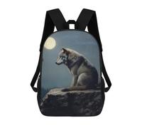 sinyumoney Sac À Dos Imprimé En 3D Pour Enfants Wolf Under Moonlight Sac À Dos Scolaire Grande Capacité Pour Les Voyages, Idéal Pour Les Garçons Du Primaire Et Du Collège 17inch