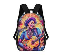 sinyumoney Sac À Dos Imprimé En 3D Pour Enfants Woman Playing Guitar Psychedelic Sac À Dos Scolaire Grande Capacité Pour Les Voyages, Idéal Pour Les Garçons Du Primaire Et Du Collège 17inch