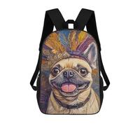sinyumoney Sac À Dos Imprimé En 3D Royal Pug with Feathered Crown Sacs D'école Pour Enfants, Sacs À Dos Grande Capacité Pour Les Voyages, Sacs À Livres Tendance, Sac À Dos Garçon Fille 17inch