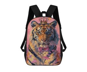 sinyumoney Sac À Dos Imprimé En 3D Royal Tiger with Crown Art Print Sacs D'école Pour Enfants, Sacs À Livres, Sac À Dos De Voyage Léger, Sac D'école Pour Garçons Et Filles, Élèves Du Collège 17inch