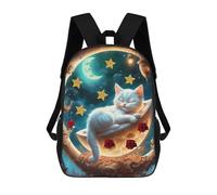 sinyumoney Sac À Dos Imprimé En 3D Sleeping Moonlit Cat Fantasy Sacs D'école Pour Enfants, Sacs À Livres, Sac À Dos De Voyage Léger, Sac D'école Pour Garçons Et Filles, Élèves Du Collège 17inch