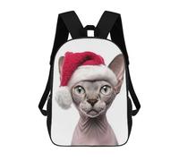 sinyumoney Sac À Dos Imprimé En 3D Sphynx Cat Christmas Portrait Sacs D'école Pour Enfants, Sacs À Dos Grande Capacité Pour Les Voyages, Sacs À Livres Tendance, Sac À Dos Garçon Fille 17inch