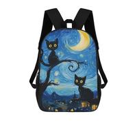 sinyumoney Sac À Dos Imprimé En 3D Starry Night Cats Sacs D'école Pour Enfants, Sacs À Livres, Sac À Dos De Voyage Léger, Sac D'école Pour Garçons Et Filles, Élèves Du Collège 17inch
