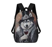 sinyumoney Sac À Dos Imprimé En 3D Steampunk Wolf with Wine Sacs D'école Pour Enfants, Sacs À Livres, Sac À Dos De Voyage Léger, Sac D'école Pour Garçons Et Filles, Élèves Du Collège 17inch